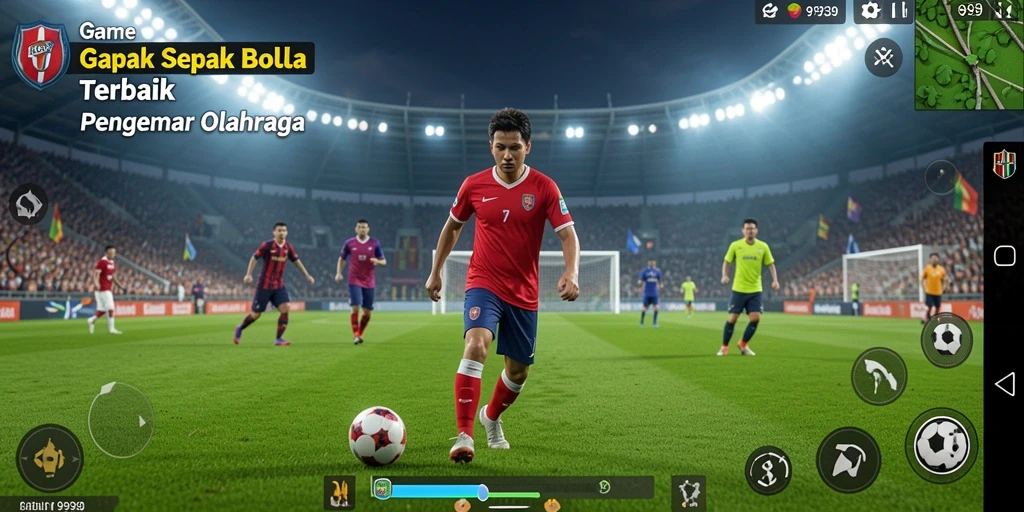 Screenshot gameplay 9939 yang menampilkan aksi sepak bola seru.