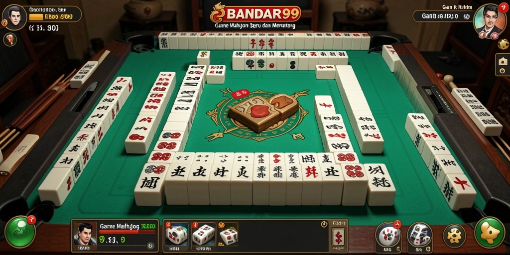 Tampilan gameplay seru dalam BANDAR99 dengan tile Mahjong yang berwarna-warni.