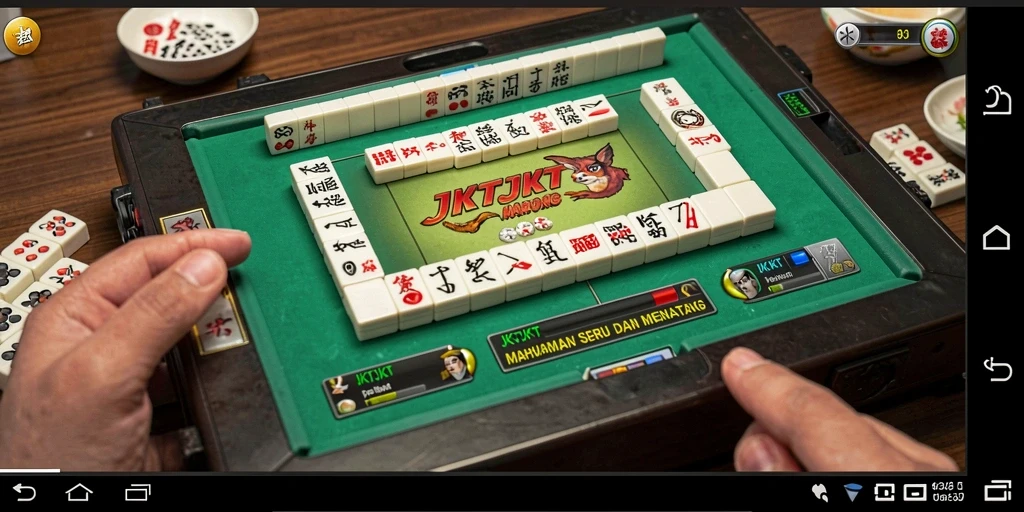 Tangkapan layar utama JKTJKT menunjukkan gameplay Mahjong yang mendebarkan.