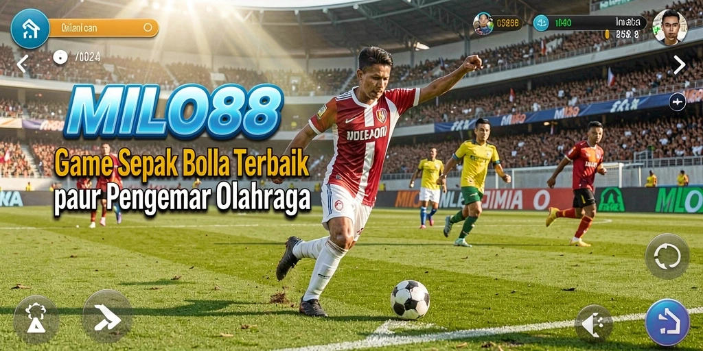 Screenshot dari gameplay MILO88 yang menampilkan aksi sepak bola yang menegangkan.