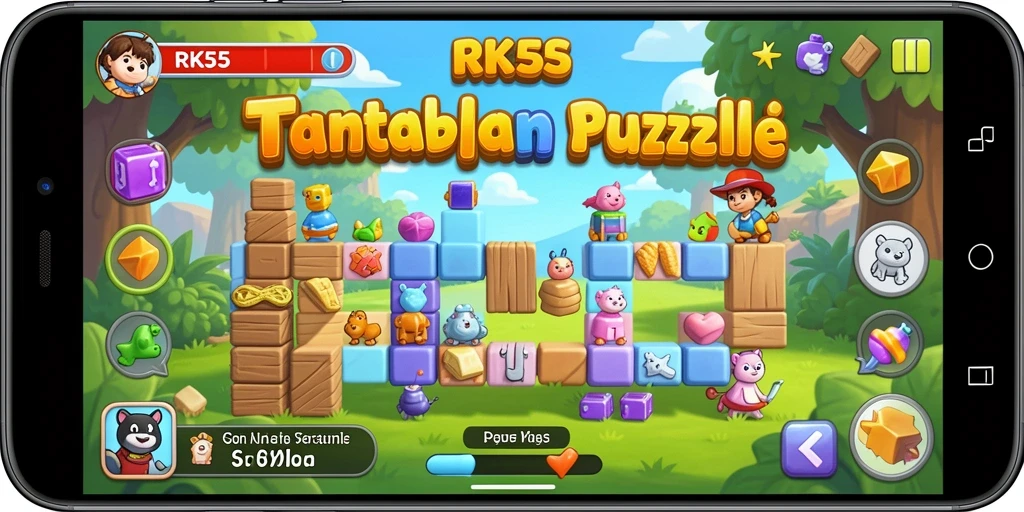 Tampilan gameplay RK55 yang menantang dengan berbagai puzzle.