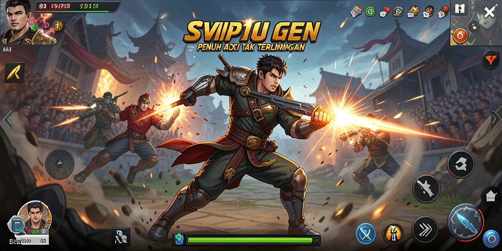 Screenshot utama SVIP10 menunjukkan pertarungan mendebarkan yang intens dengan karakter yang dinamis.