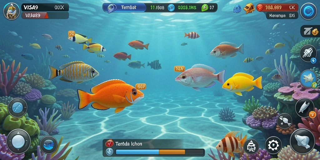 Tampilan gameplay seru dalam <strong>VISA89</strong> saat menangkap ikan.
