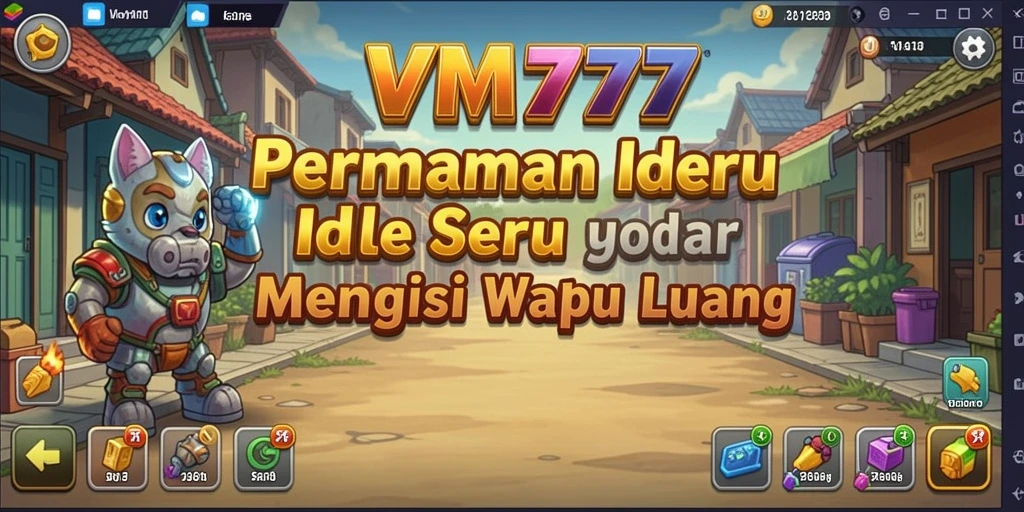 Screenshot gameplay VM777 yang menunjukkan karakter dan sumber daya yang dikelola.